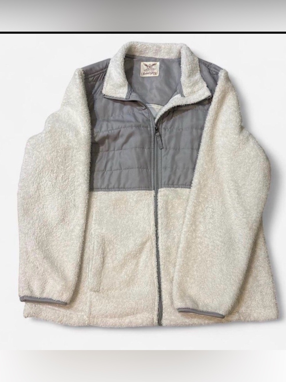Cozy Sherpa Zip Jacket in White and Gray